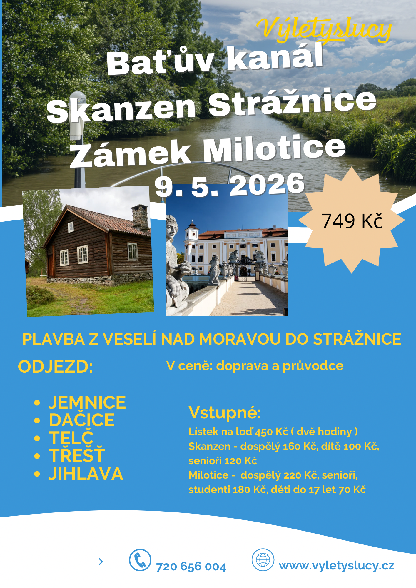 Baťův Kanál, Skanzen Strážnice, Zámek Milotice