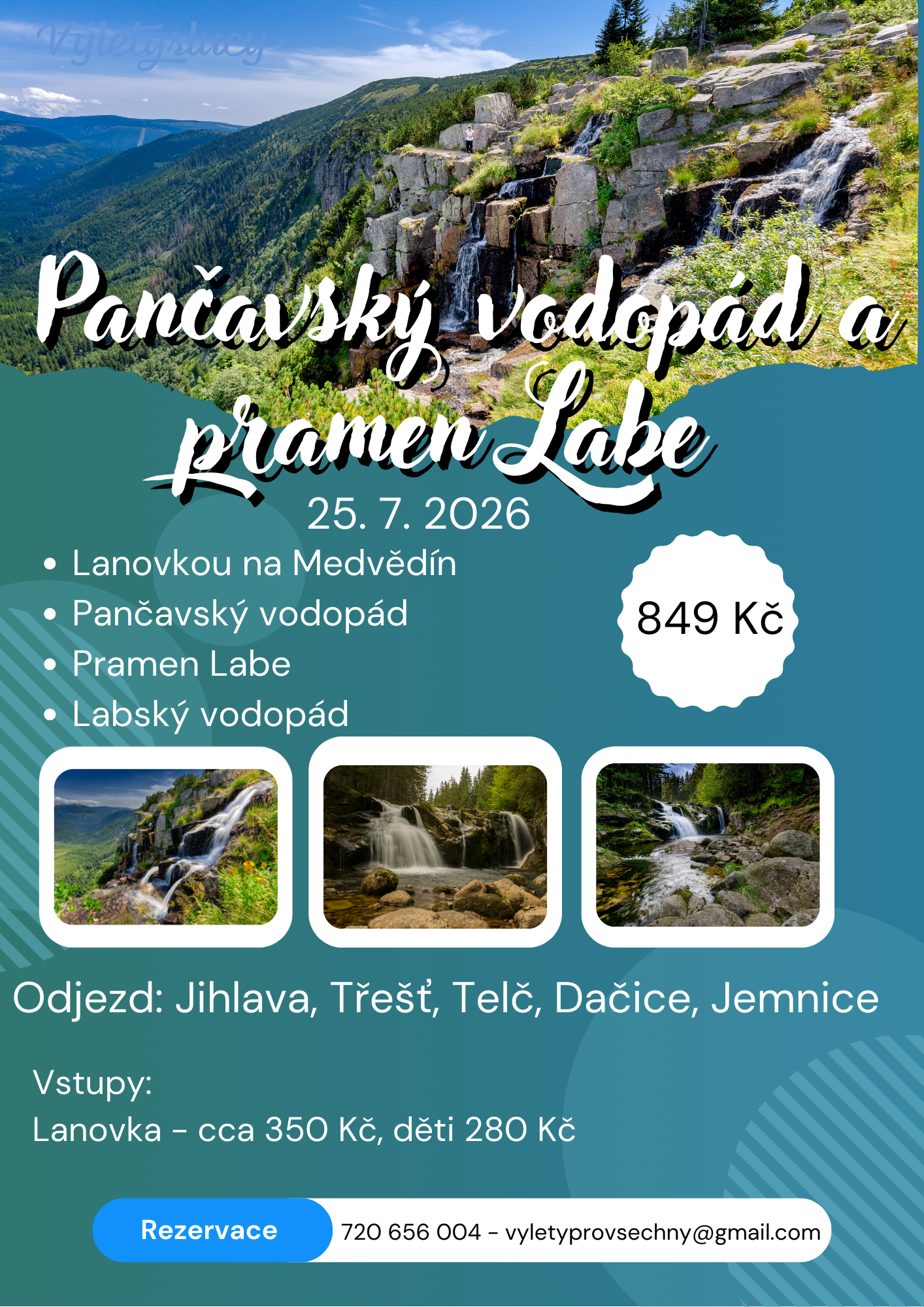 Pančavský vodopád a pramen Labe