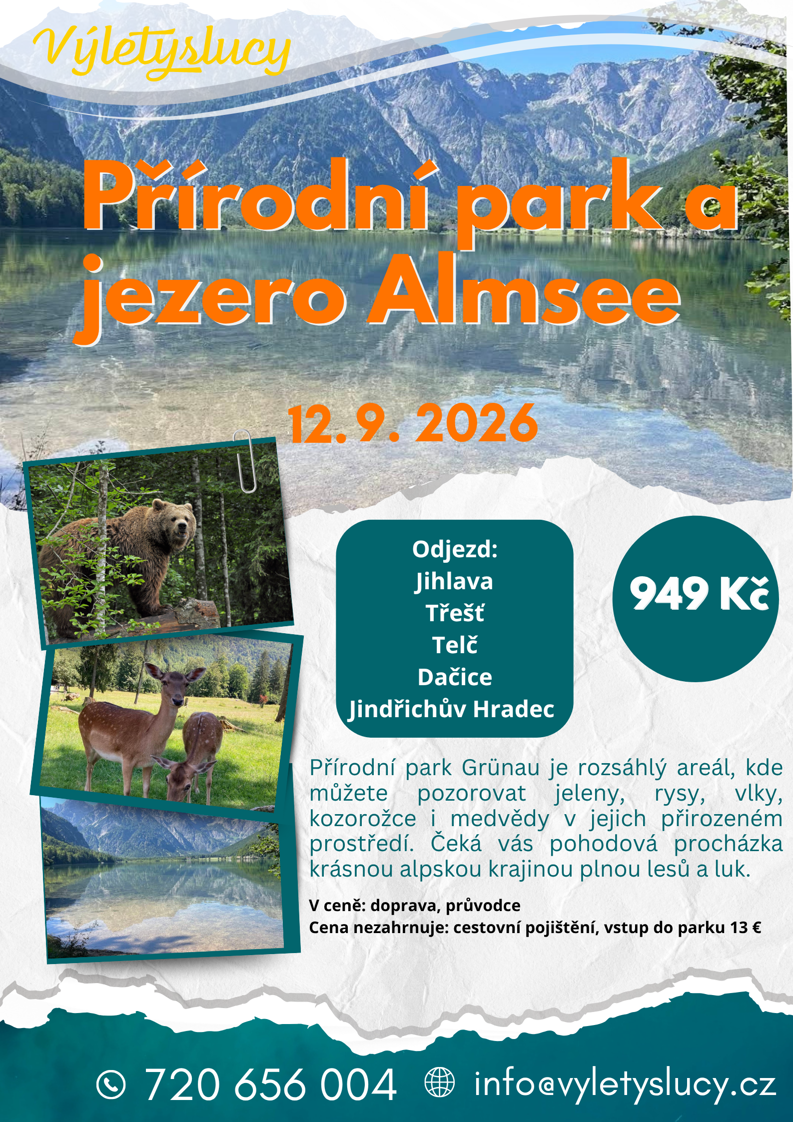 Almsee a přírodní park Grünau/ Wildpark